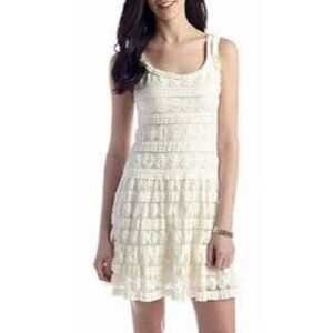 Max Studio Sophie FelicIe Textured Lace Tiered Dress M Stretchy Cottage Core